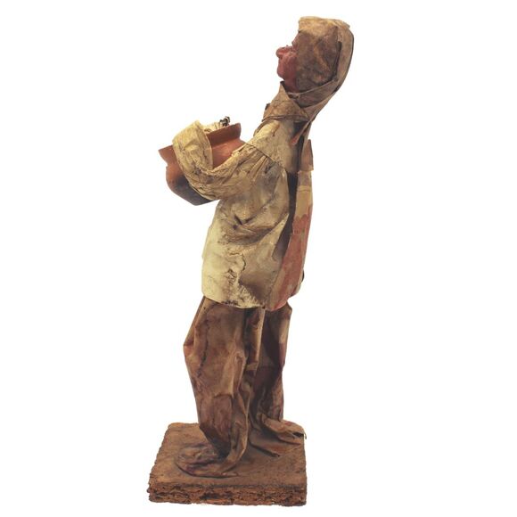 Vintage Mexican Folk Art Paper Mache Sculpture Woman Villager Figurine 10" - Picture 4 of 5